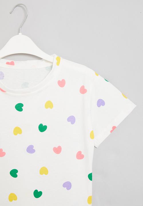 Pop Candy - Heart print tee - white