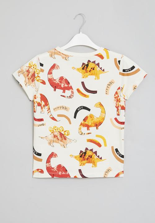 Pop Candy - Printed tee - ecru & orange