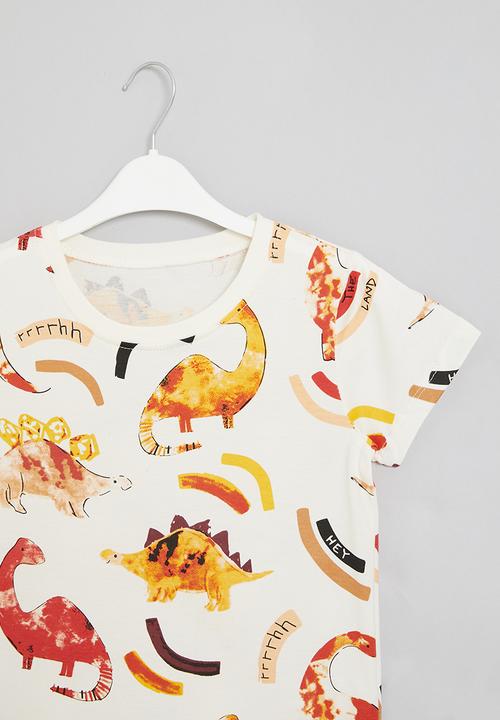 Pop Candy - Printed tee - ecru & orange