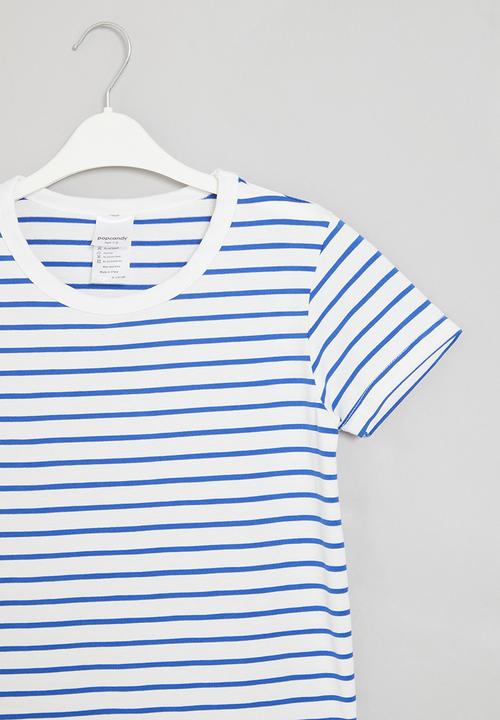 Pop Candy - Striped tee - blue & white