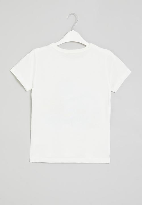Pop Candy - Printed tee - white & blue