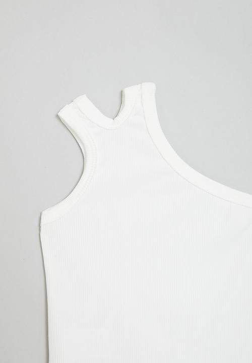 Pop Candy - One shoulder cropped tank - white