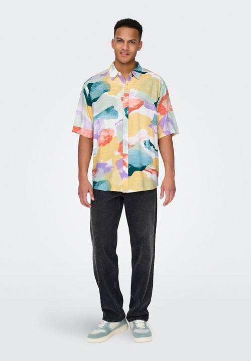 Only & Sons - Onsbud rlx visc short sleeve shirt - lemonade