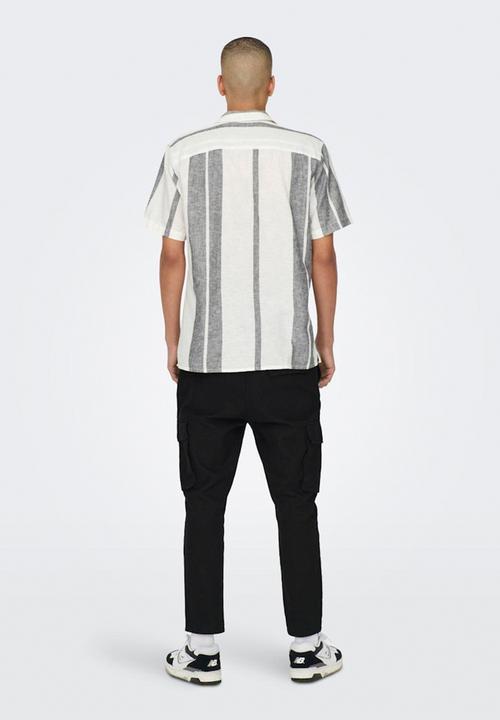 Only & Sons - Onscaiden short sleeve stripe shirt - cloud dancer