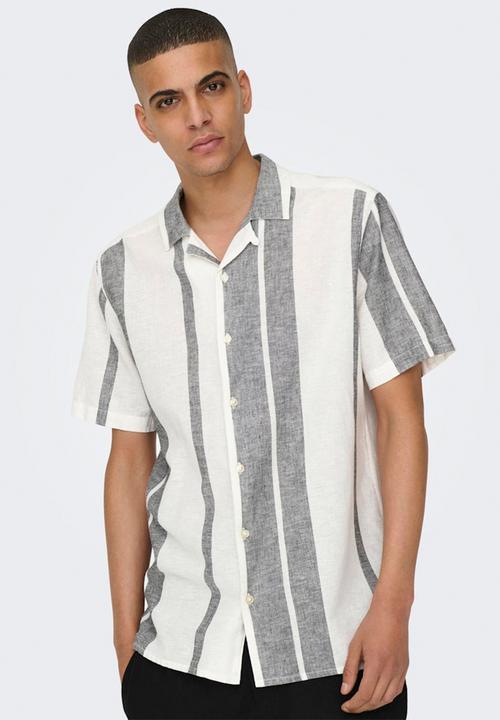 Only & Sons - Onscaiden short sleeve stripe shirt - cloud dancer