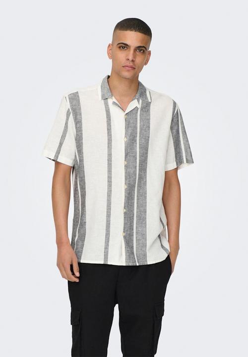 Only & Sons - Onscaiden short sleeve stripe shirt - cloud dancer