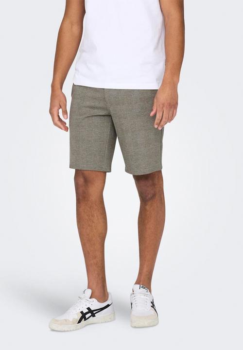 Only & Sons - Onsmark check shorts - chinchilla