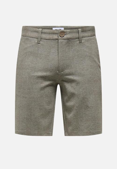 Only & Sons - Onsmark check shorts - chinchilla