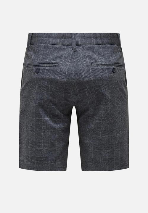 Only & Sons - Onsmark check shorts - dress blue