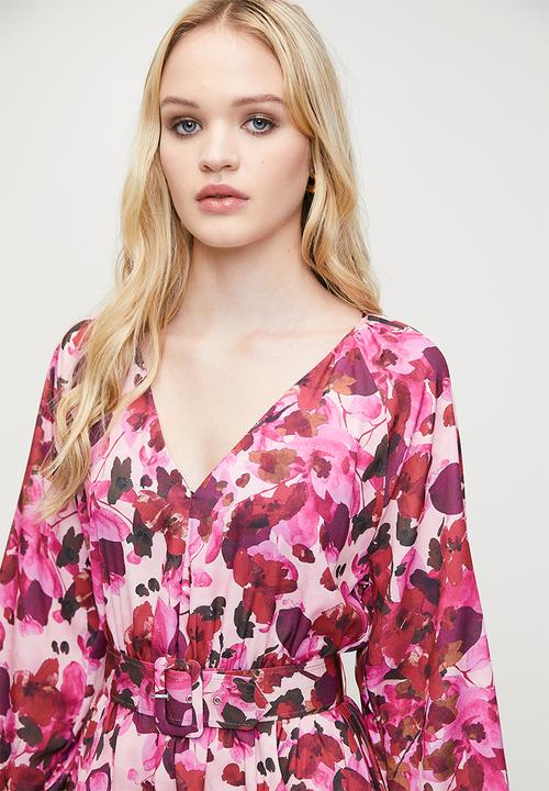 MILLA - Soft waisted fit and flare mini dress - moody floral