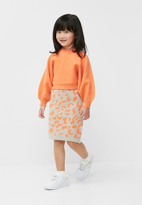 Pop Candy - Knitted top and skirt set - orange