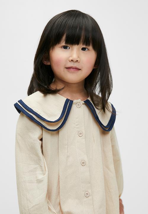 Pop Candy - Button down dress - white & blue