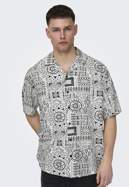 Only & Sons - Onsbold life rlx short sleeve aop shirt - cloud dancer