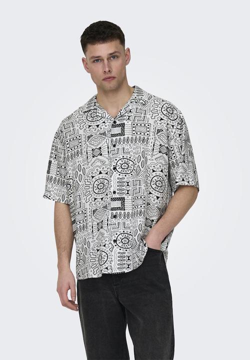 Only & Sons - Onsbold life rlx short sleeve aop shirt - cloud dancer