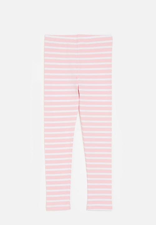 Pop Candy - Striped leggings-pink & white