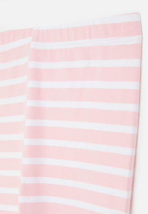 Pop Candy - Striped leggings-pink & white