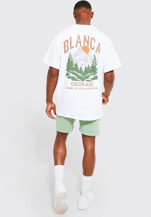 boohooMAN - Oversized colorada mountains graphic t-shirt - white