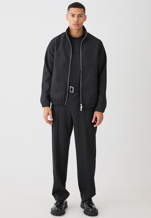 boohooMAN - Textured zip up smart jacket - black