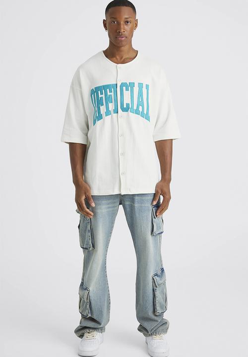 boohooMAN - Oversized official baseball shirt - ecru