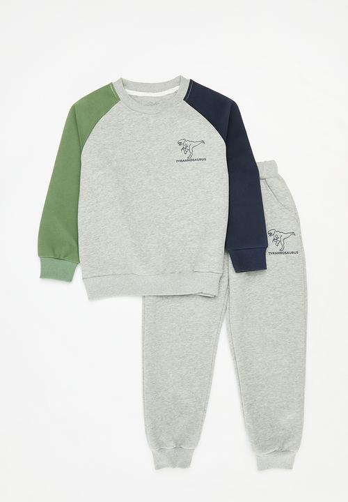 Pop Candy - Colour block raglan sweat set - grey