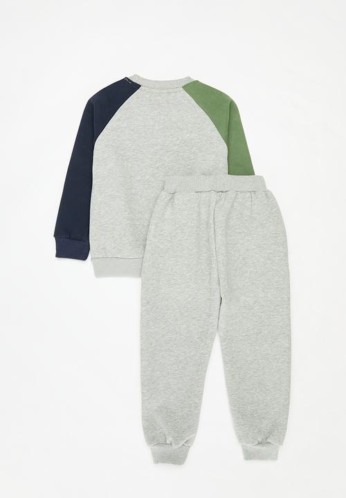 Pop Candy - Colour block raglan sweat set - grey