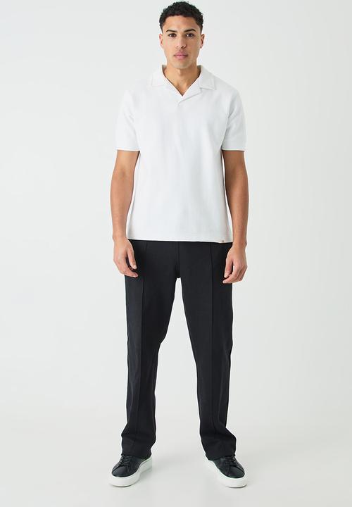 boohooMAN - Relaxed interlock pintuck jogger - black