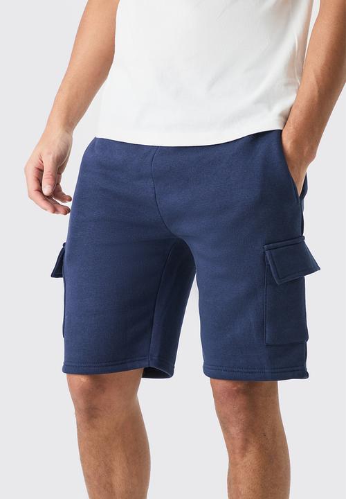 boohooMAN - Slim mid cargo jersey short - navy