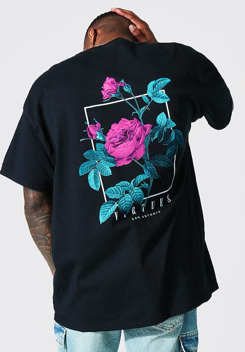 boohooMAN - Oversized virtues graphic t-shirt - black