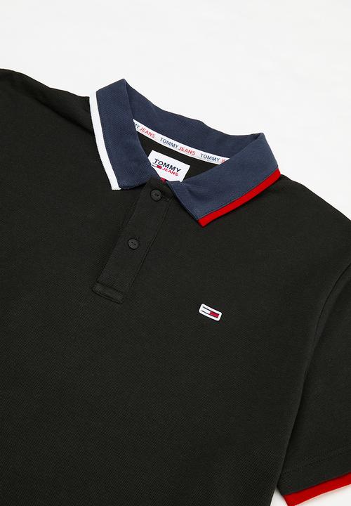 Tommy Hilfiger - Tjm reg flag neck polo - black 