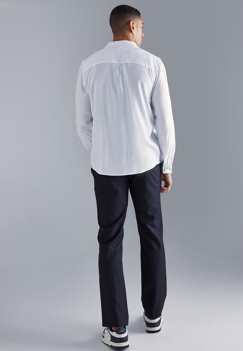 boohooMAN - Plain viscose long sleeve shirt - white