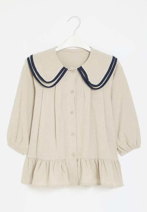 Pop Candy - Button down dress - white & blue