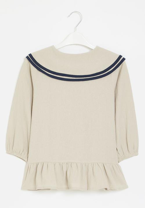 Pop Candy - Button down dress - white & blue