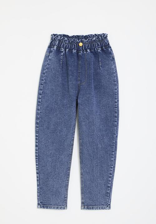 Pop Candy - Paperbag waist jeans - dark blue