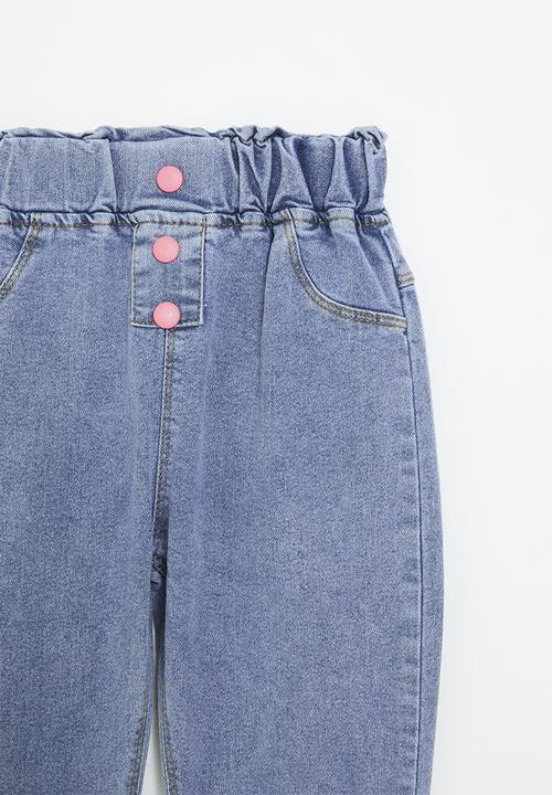 Pop Candy - Paperbag waist jeans - light blue