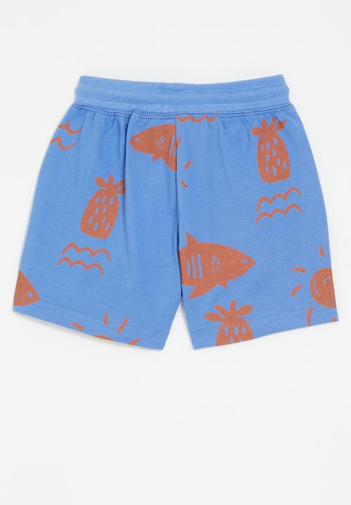 Pop Candy - Printed shorts - light blue & red