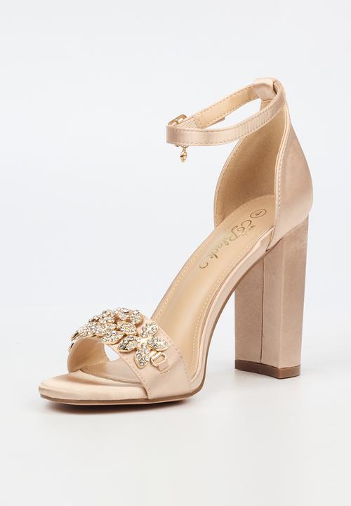 Miss Black - Border 7 block heel - champagne
