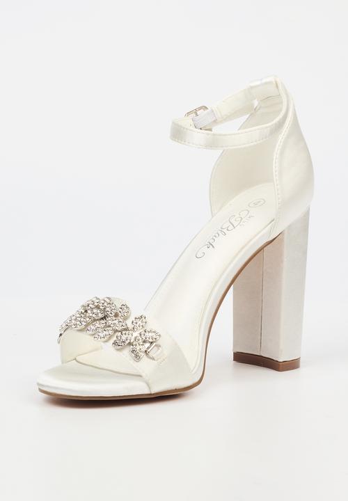 Miss Black - Border 7 block heel - white