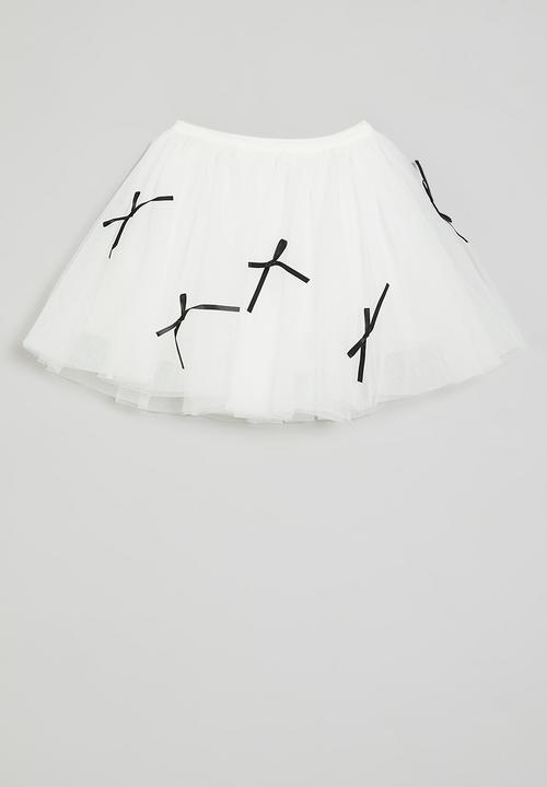 Pop Candy - Ribbon décor tutu skirt - white & black