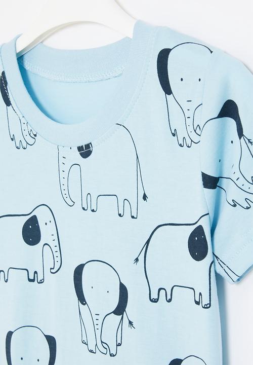 Pop Candy - Printed tee - light & dark blue