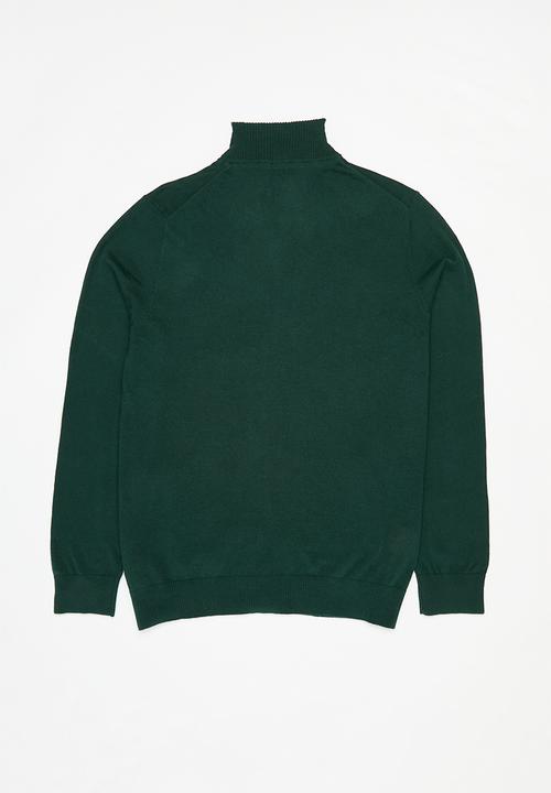 GUESS - Brennan long sleeve zipped cardi basic sweater - dark jade