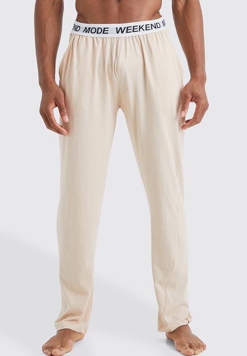 boohooMAN - Jacquard waistband lounge pants - stone