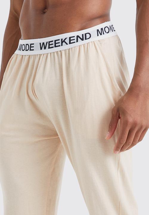 boohooMAN - Jacquard waistband lounge pants - stone