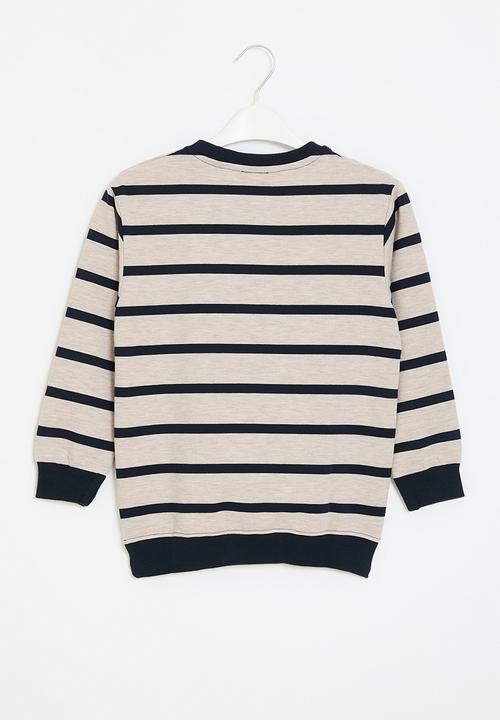 Pop Candy - Striped sweat top - navy & off white
