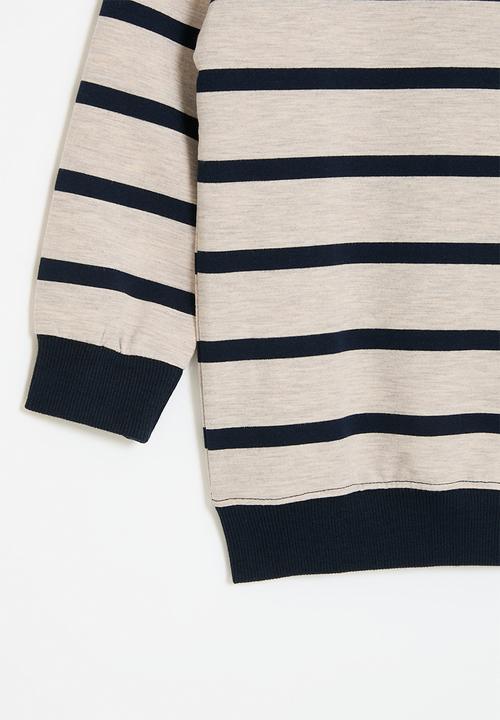Pop Candy - Striped sweat top - navy & off white