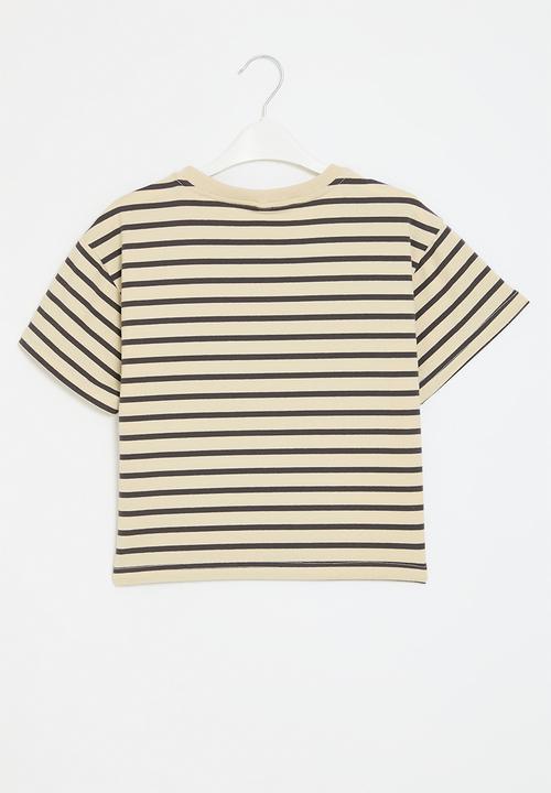 Pop Candy - Striped pocket tee - ecru