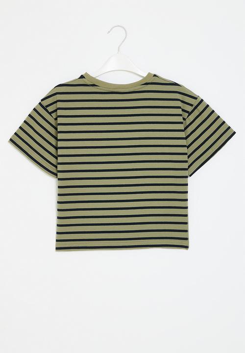 Pop Candy - Striped pocket tee - green & blue