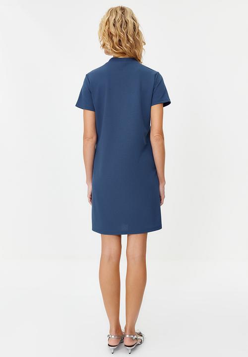 Trendyol - Mini Crepe Dress - Indigo