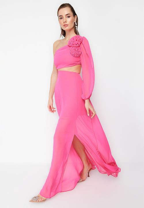 Trendyol - Chiffon gradient evening dress - fuchsia