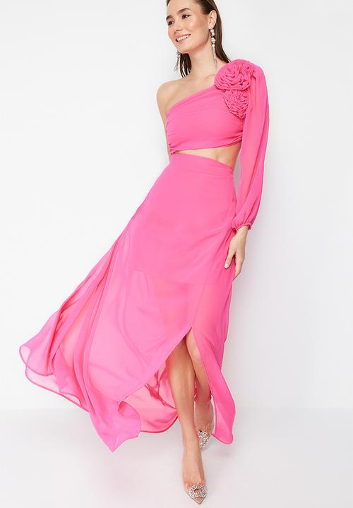 Trendyol - Chiffon gradient evening dress - fuchsia