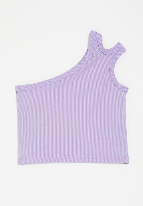 Pop Candy - One shoulder cropped tank-lilac